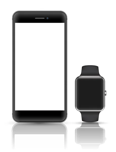 Smartphone mit Smart-Watch-Attrappe. — Stockvektor