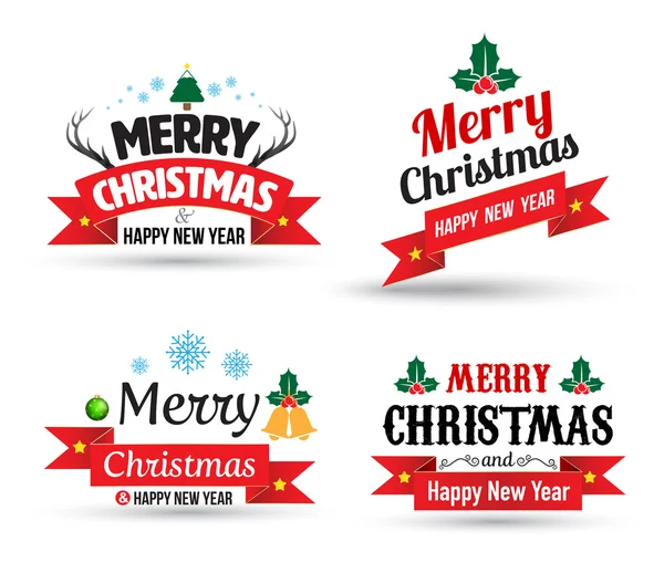 Feliz Natal e feliz ano novo elemento lettering cartão de saudação . — Vetor de Stock