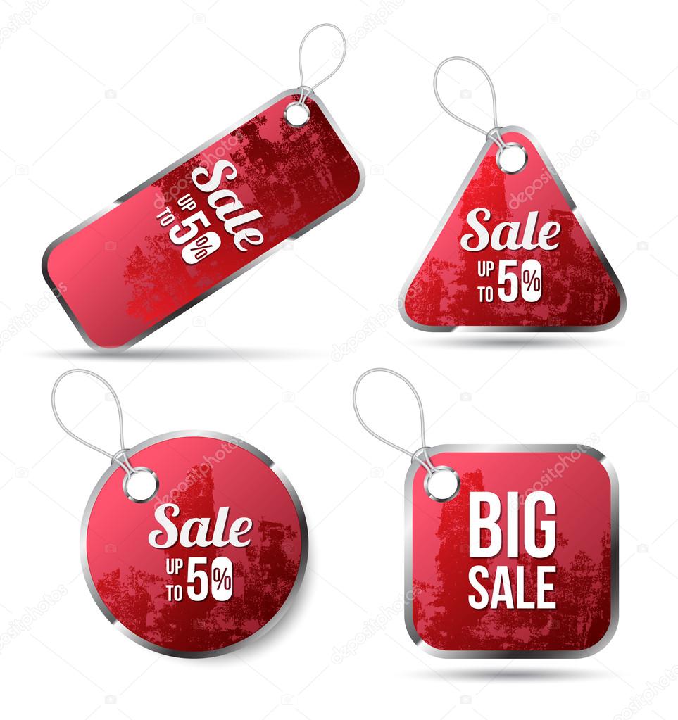 Red tag label for sale promotion texture. 