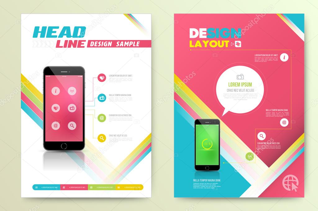 Brochure Flyer design vector template with smartphone.