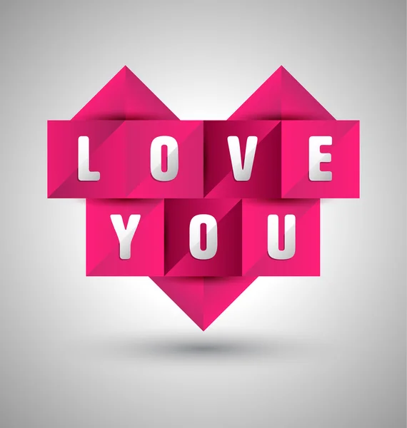 Origami heart love you — Stock Vector
