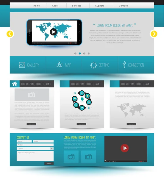 Web sitesi şablonu tasarımı. — Stok Vektör