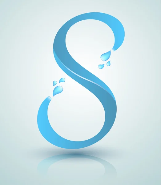 Letter S with water drop — Stock Vector