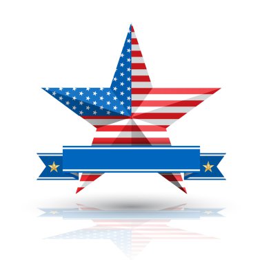 Beyaz arka plan üzerinde büyük yıldız Amerikan bayrağı.