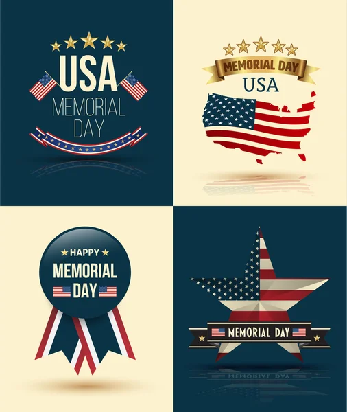 Happy Memorial Day Vector Set — Stock Vector