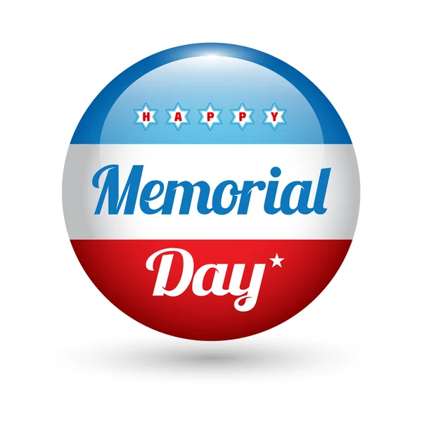 Memorial day button badge with USA flag stars and stripes. — Stock Vector