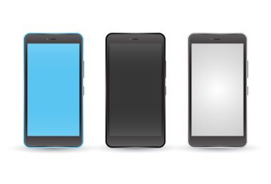 Modern touchscreen cellphone tablet smartphone isolated set