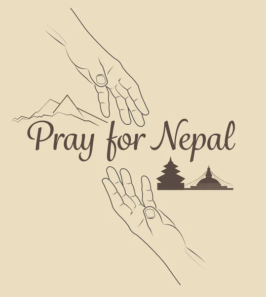 Aide pour le NEPAL Tremblement de terre Crise nature abstraite sur aider les mains . — Image vectorielle