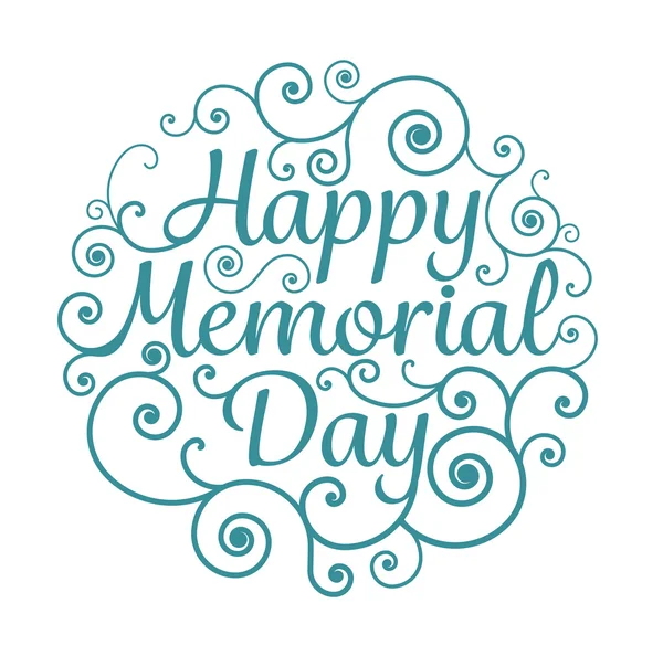 Memorial day card circle typographical with hand drawn. — Διανυσματικό Αρχείο