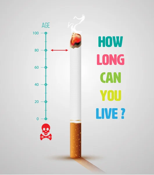 Welt kein Tabak Tag Banner mit Zigarette und Botschaft. — Stockvektor