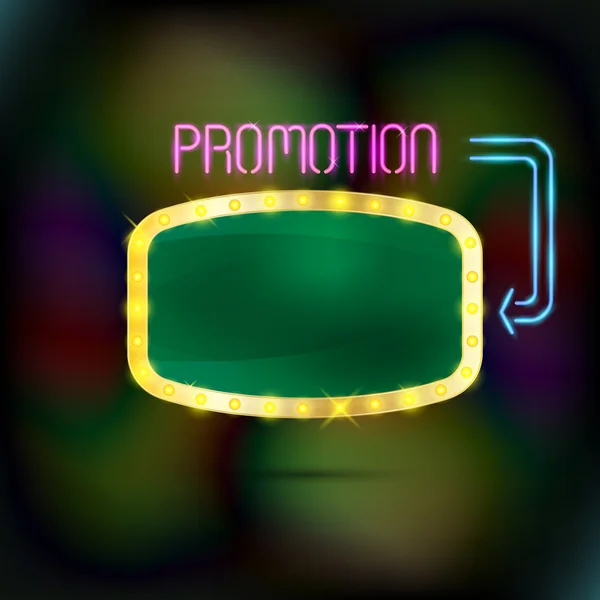 Brightly glowing retro green banner. Retro Banner Promotion. — Stok Vektör