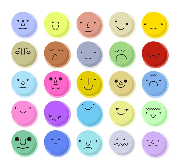 Vector cartoon circle set of emoticons. — Stock Vector