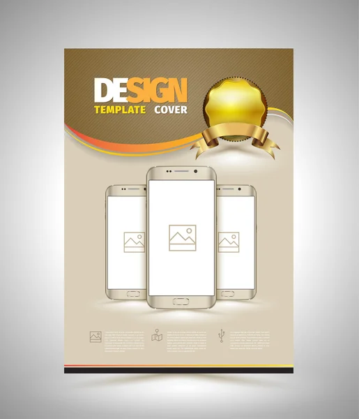 Abstract Vector Poster Template with smartphones. — Stok Vektör