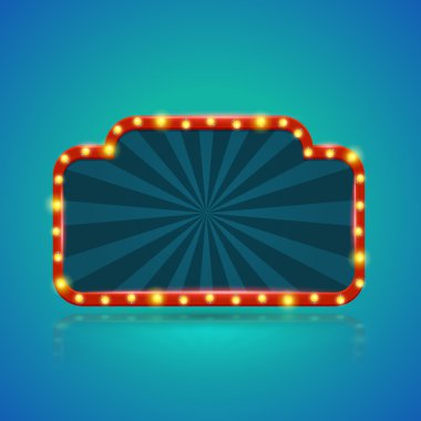 Abstract retro light banner with light bulbs on the contour.