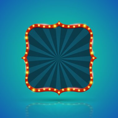 Abstract retro light banner with light bulbs on the contour.