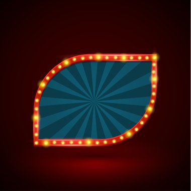 Abstract retro light banner with light bulbs on the contour.