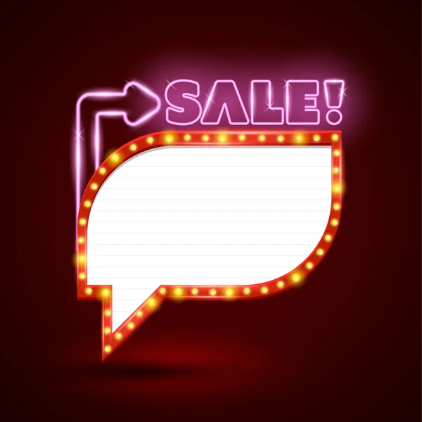 Retro neon sprzedaż transparent świecące. — Wektor stockowy