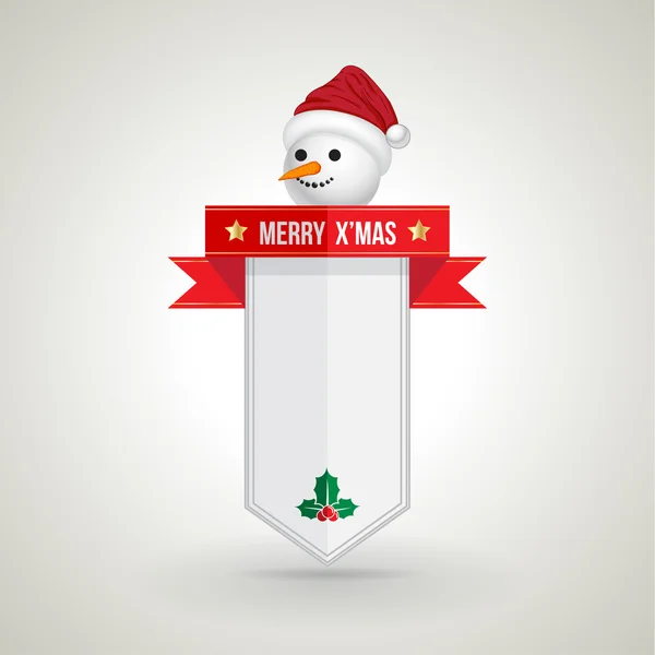 Snow man Xmas banner for Christmas Greeting Card. — Stock Vector