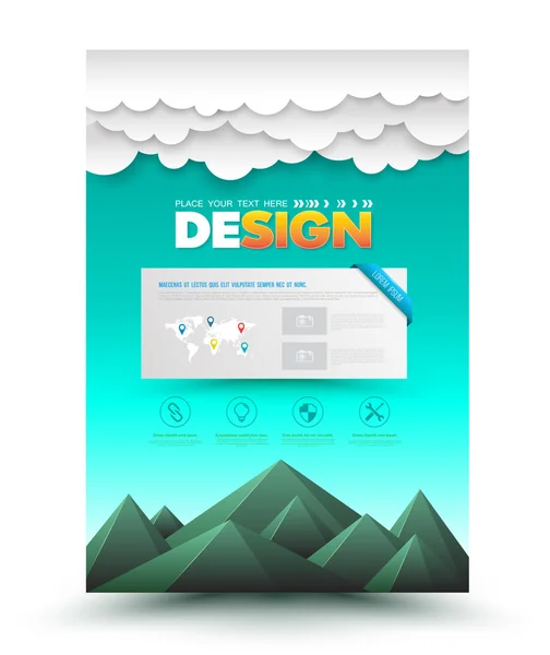 Vector Brochure Flyer ontwerp lay-out berg en wolk sjabloon. — Stockvector