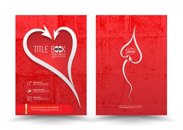 Flèches harmonieux coeur brochure modèle rouge fond texturé . — Image vectorielle