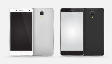 Smartphone mockup açık geri boş ekran beyaz arka plan üzerinde izole ile ayarla.