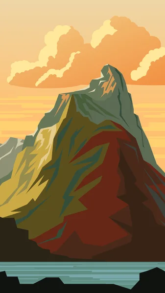 Desenhos animados verticais ilustração do pico da montanha — Vetor de Stock