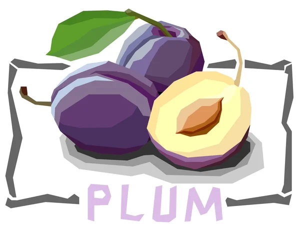 Illustration vectorielle simple des prunes fruitières . — Image vectorielle