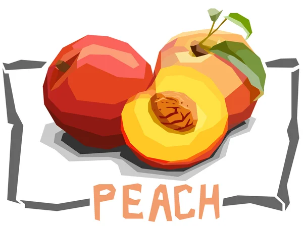 Vector ilustración simple de melocotones de frutas . — Vector de stock