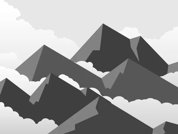 Illustration horizontale simple des montagnes dans les nuages . — Image vectorielle