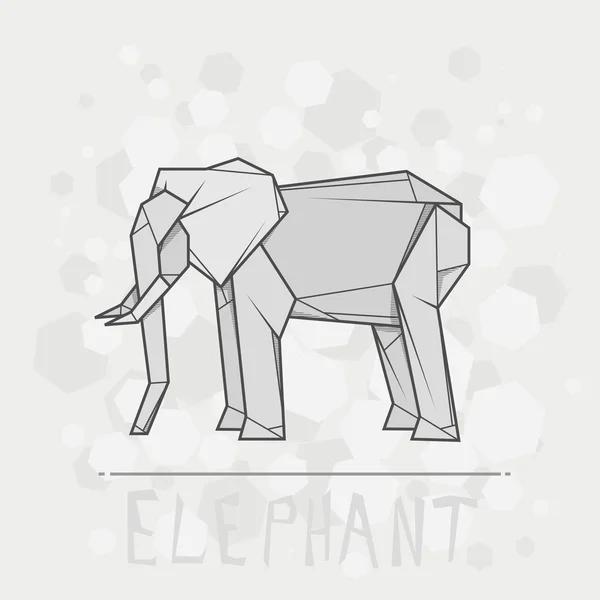 Origami carta illustrazione vettoriale di elefante . — Vettoriale Stock