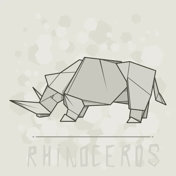 Vector illustration paper origami of rhinoceros. — Stock Vector