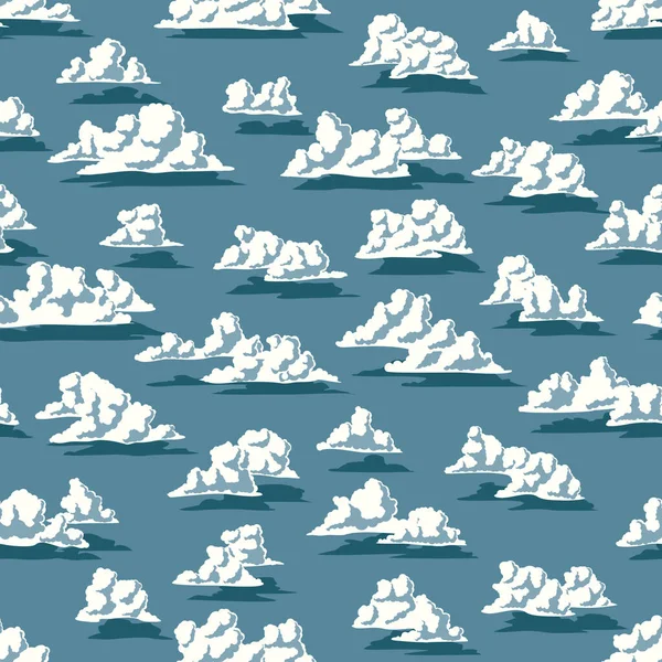Płynne Ciemnoniebieskie Abstrakcyjne Tło Kreskówkami Cumulus Chmury Nad Morzem — Wektor stockowy