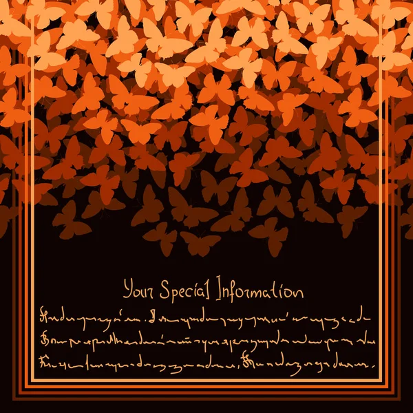 Čtvercová Kartová Ilustrace Oranžovými Motýly Můrami Místem Pro Text Royalty Free Stock Vektory