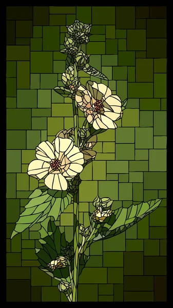 Vector Verticaal Hoekig Mozaïek Met Bloeiende Witte Marshmallow Bloemen Verticaal — Stockvector