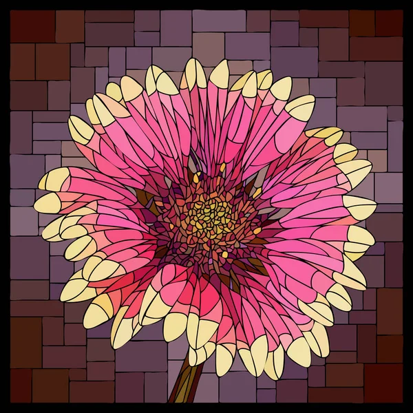 Vetor Mosaico Quadrado Com Flor Gaillardia Florescendo Vitrais —  Vetores de Stock