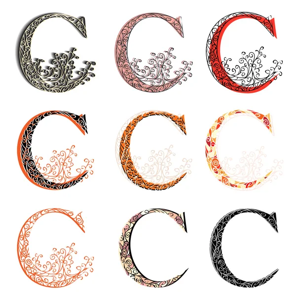 Various combination fishnet letter C. — Stock Vector