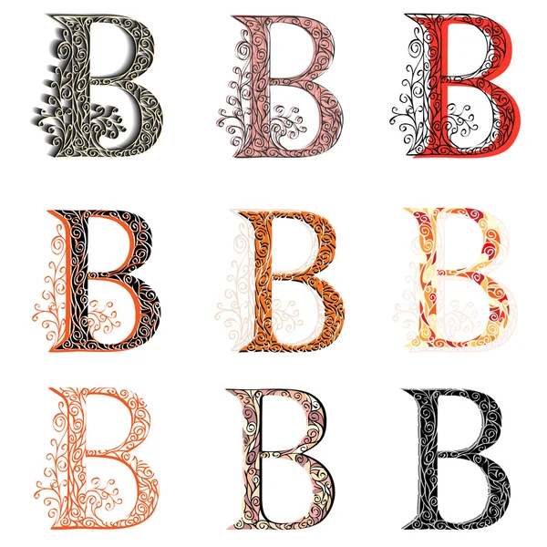 Various combination fishnet letter B. — Stock Vector