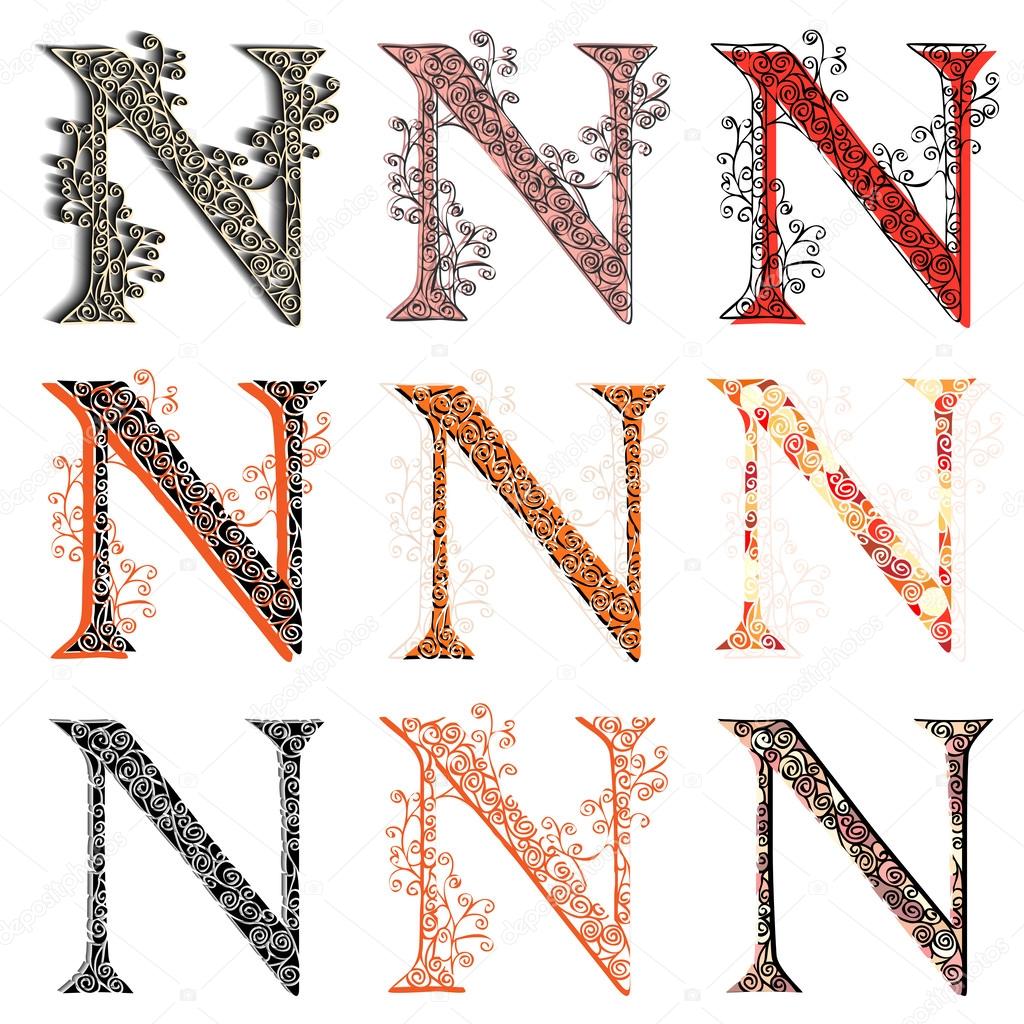 Various combination fishnet letter N.