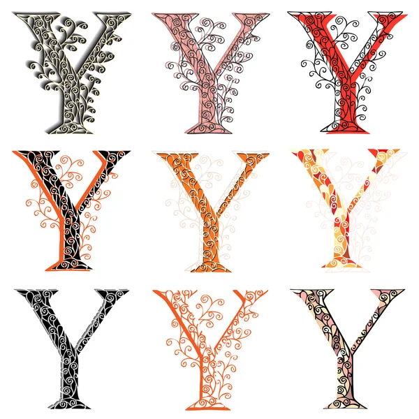 Various combination fishnet letter Y. — Stock Vector