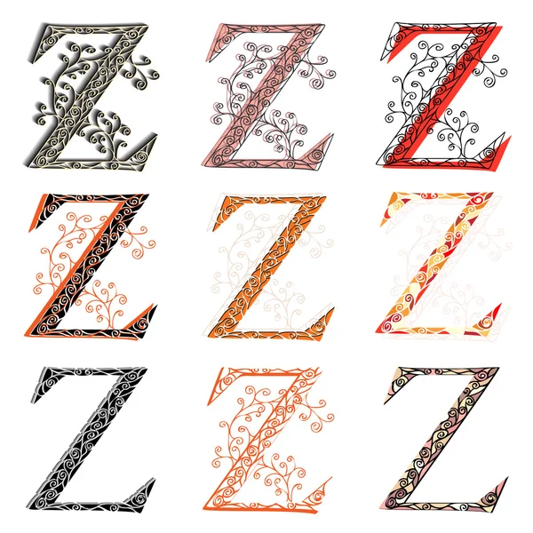 Various combination fishnet letter Z. — Stock Vector