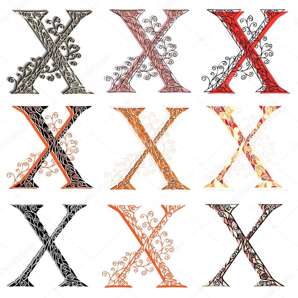 Various combination fishnet letter X.