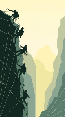 Alpinists dikey gösteren resim.