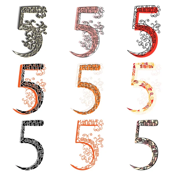 Various combination numeric figures 5. — Stock Vector