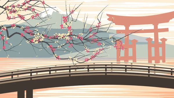Illustration vectorielle des fleurs de cerisier sur fond de mou — Image vectorielle