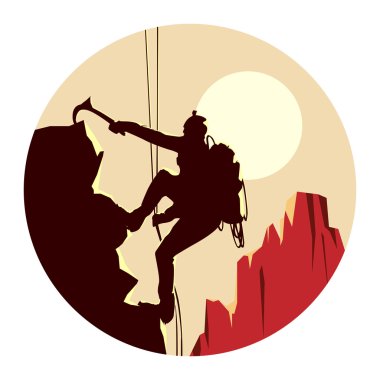 Alpinists yuvarlak çizimi.