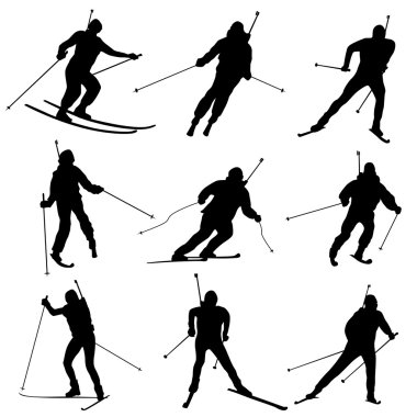 Vektör siluetleri biathloncunun kümesi.