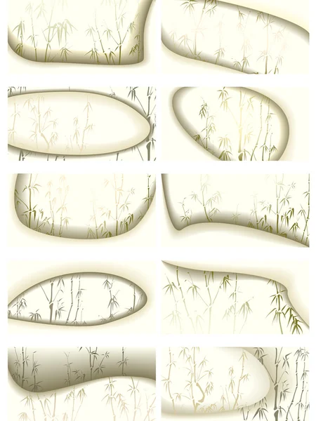 Cartões de visita horizontais de formas pálidas formas de onda com bambu t Gráficos De Vetores