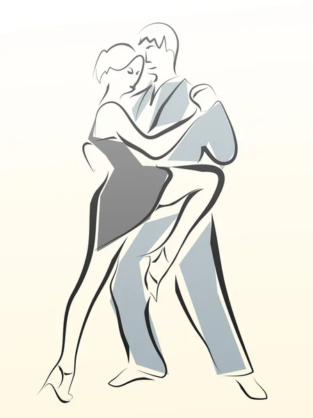 ラインは、カップルのダンスの抽象的なイラスト. — ストックベクタ
