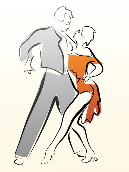 Illustration abstraite de couple dansant réalisée en ligne . — Image vectorielle