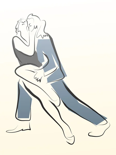 Streszczenie ilustracja tańcząca para w linii. — Wektor stockowy